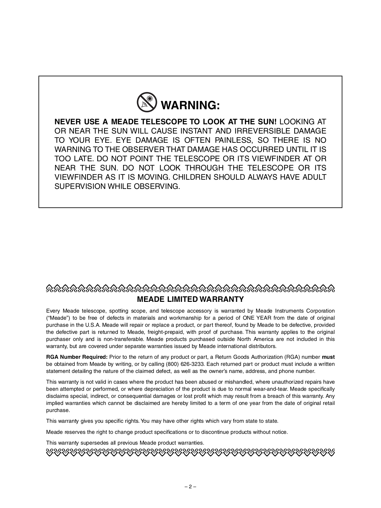 PDF manual for Meade Telescope Polaris 60AZ-D